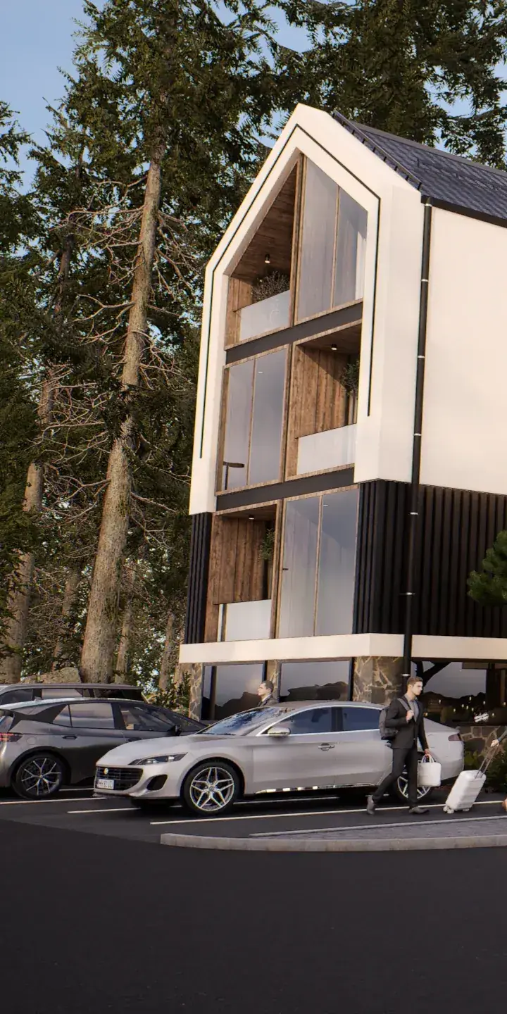 The Forest Hotel with the white facade